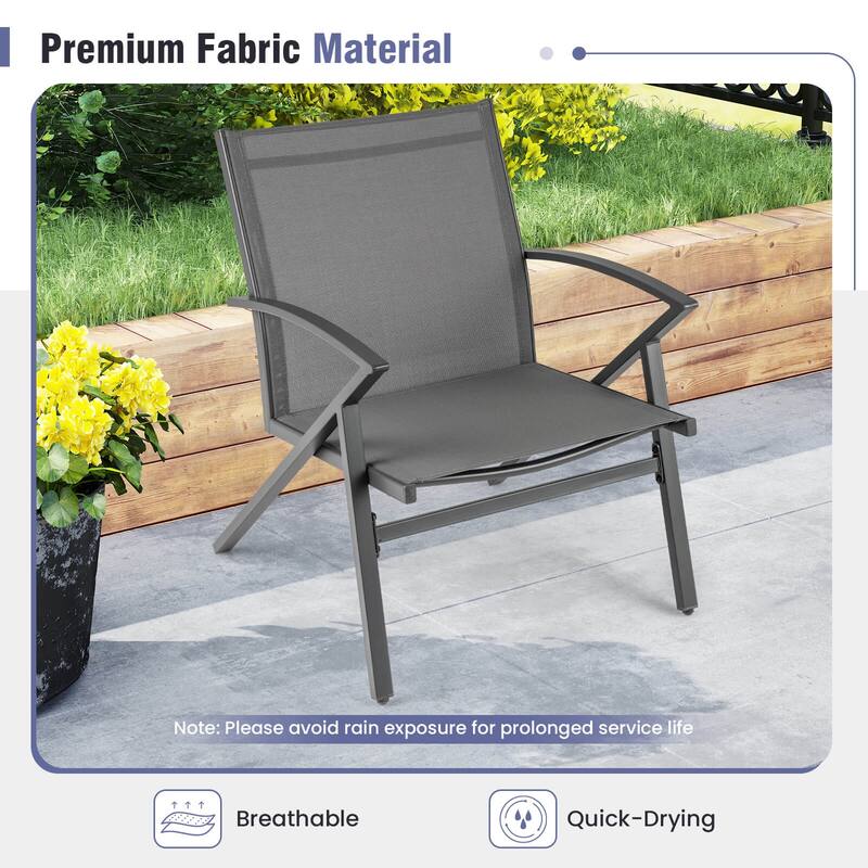 Costway Patio Chairs Set of 2/4 with Heavy Duty Metal Frame Curved