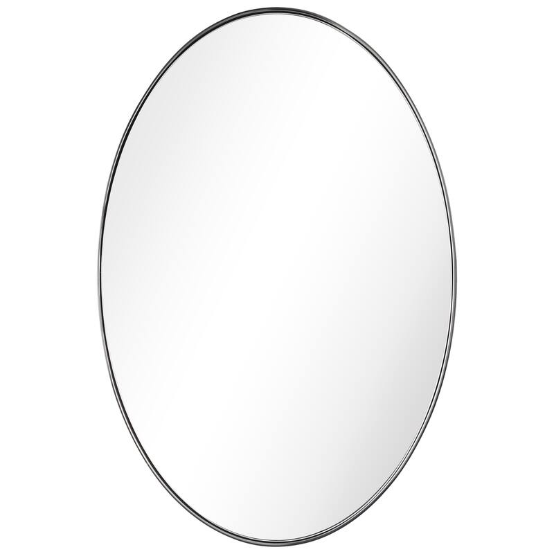 Ultra Stainless Steel Oval Wall Mirror- 24"x36" - 24" x 36" - Brushed Black