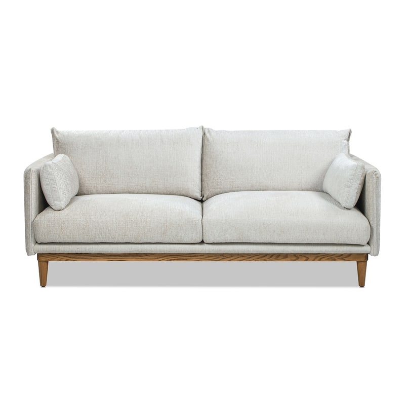 Haven 83" Oak Wood Chenille Flange Arm Sofa with Removable Cushions