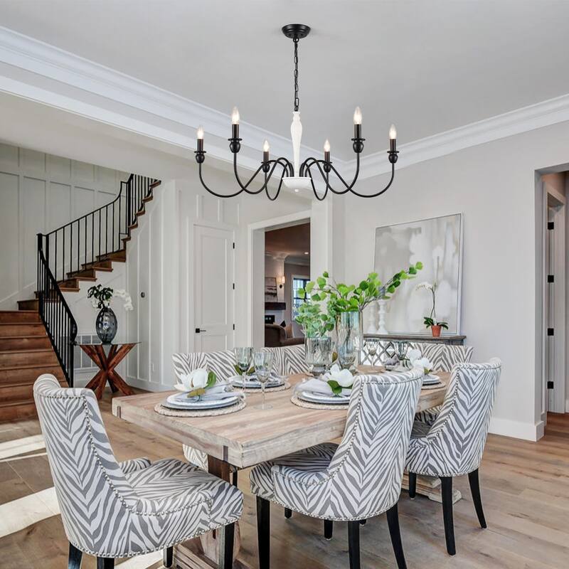 6-Light W36.2" x H74.8" Dimmable Chandelier Light for Kitchen Island Bedroom