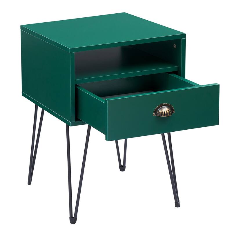 Javlergo Set of 2 Nightstand with Open Compartment & Drawer