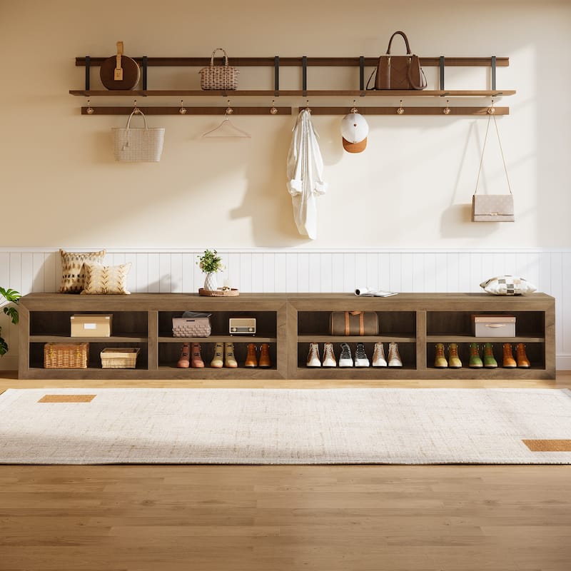 55" Wood Storage Bench for Entryway, Shoe & Bedroom