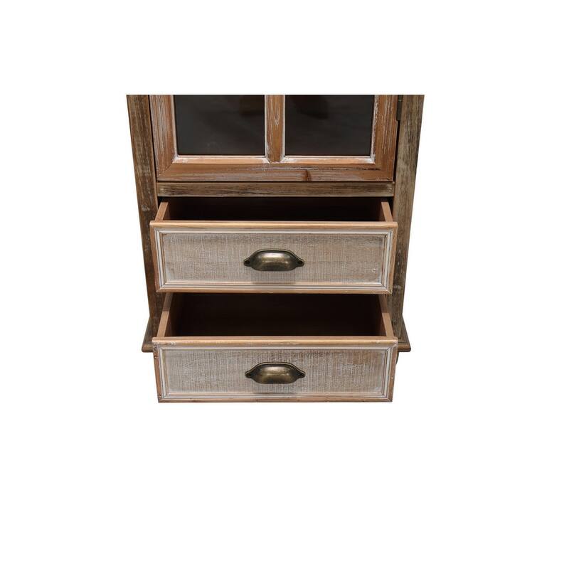 Rustic 54.53"Tall Wooden Accent Cabinet with Decorative Doors and 2 Drawers