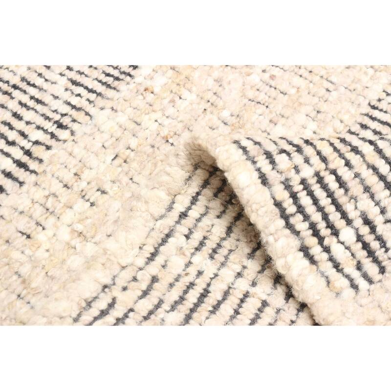 ECARPETGALLERY Braid weave Sienna Light Grey Wool Rug - 5'2 x 6'6