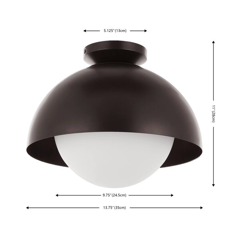 SAFAVIEH Maryellen 14-inch Flush Mount - 14 In. W x 14 In. D x 11 In. H - Oil Rubbed Bronze/White - 14Wx14Dx11H