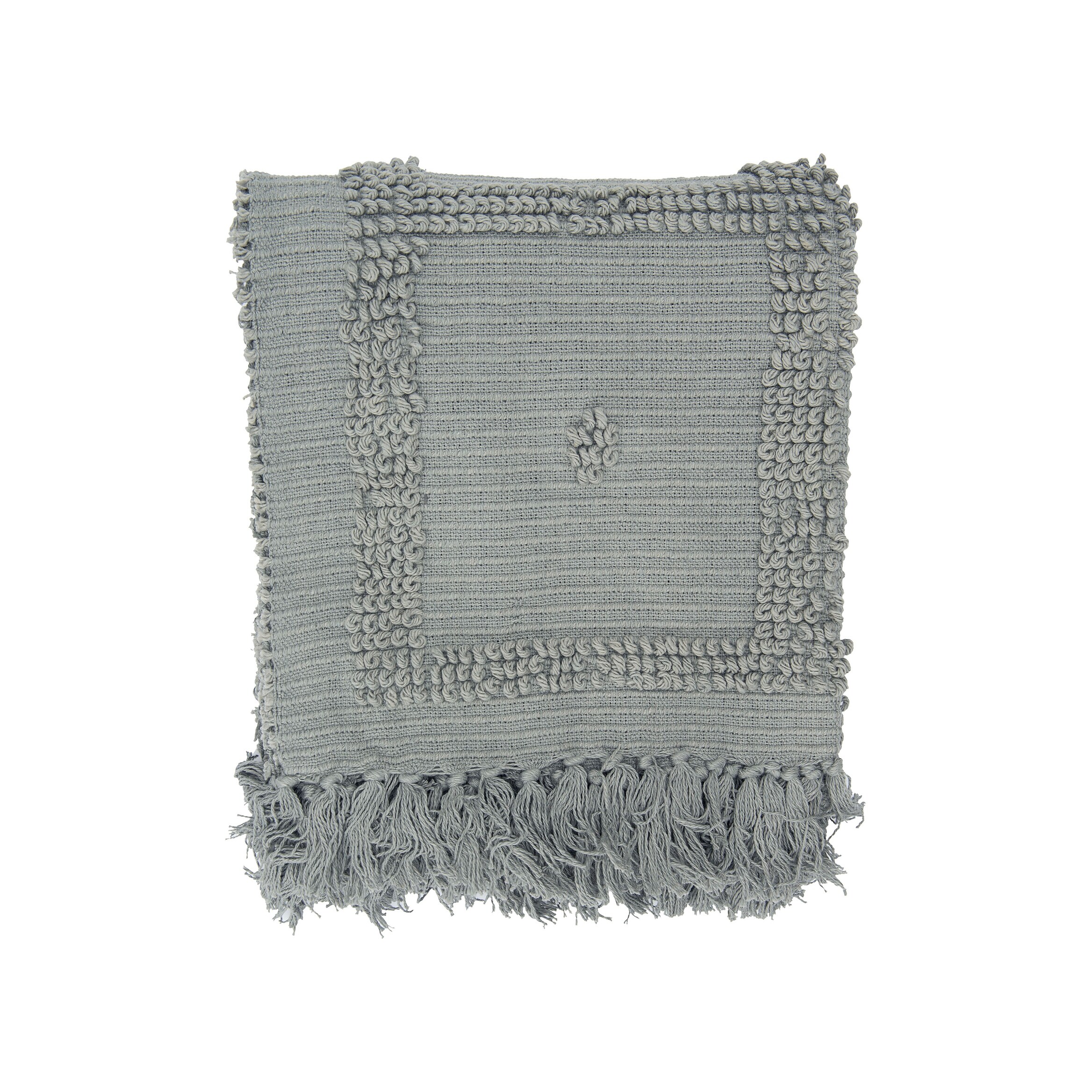 Creative Co Op Grey Cotton Chenille Throw With Fringe