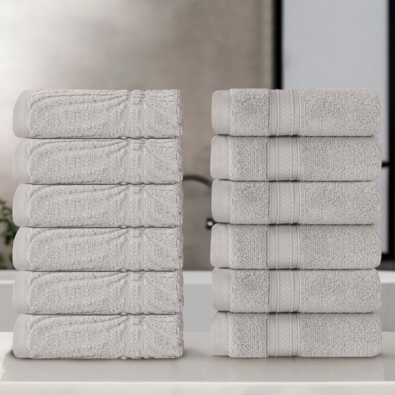 Superior Chevron Zero Twist Cotton Face Towel Washcloth Set of 12