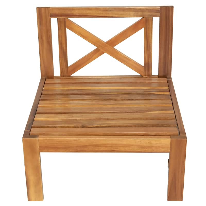 5 Piece Outdoor Patio Furniture Set, All Weather Outdoor Conversation Set, Wooden Sectional Sofa Set with Coffee Table