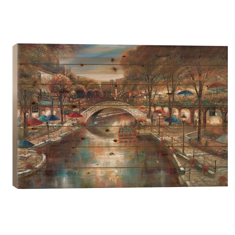 Evening On The Canal Print On Wood by Ruane Manning - Multi-Color - 18x26x1.5