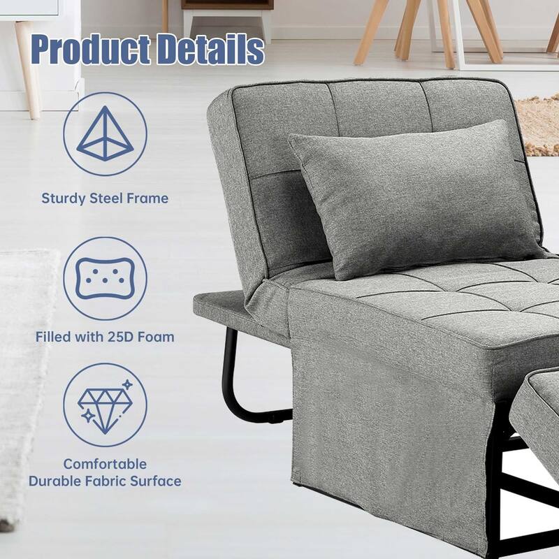 Ainfox Convertible Sofa Bed,4 in 1 Multi-Function Folding Ottoman Bed with Adjustable Backrest