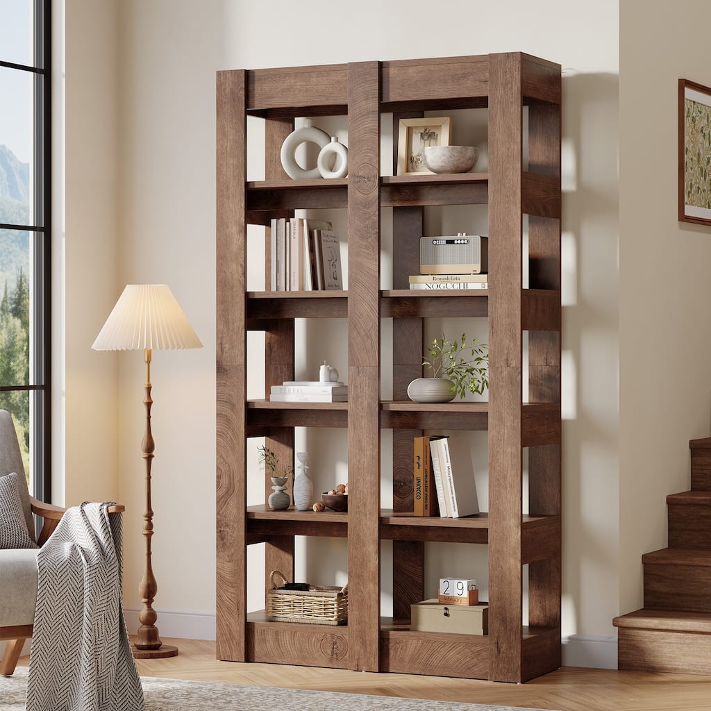 71-Inch Tall Bookshelf, 6-Tier Double Wide Book Shelf