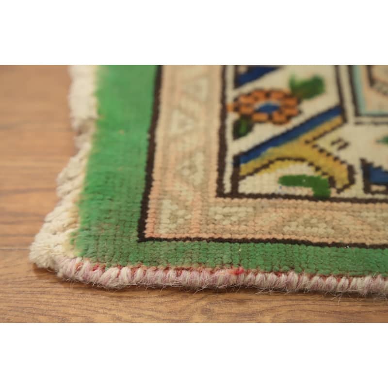 Hand Knotted Oriental 100% Wool Carpet Traditional Floral Green Tabriz Area Rug - 12' 10'' X 9' 10''