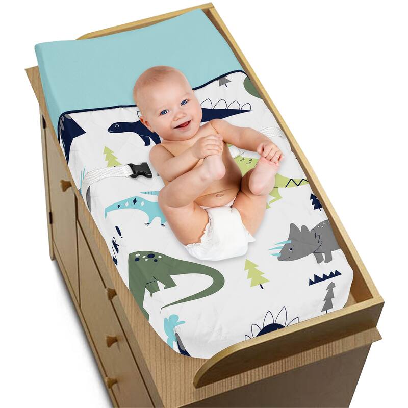Sweet Jojo Designs Blue/Green Mod Dinosaur Collection Changing Pad Cover