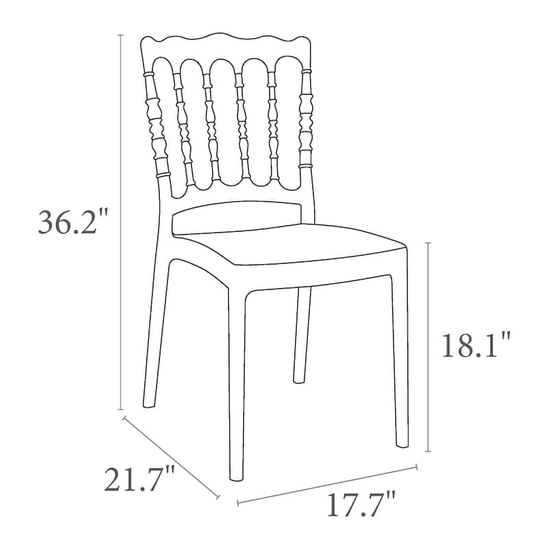 36" White Stackable Outdoor Patio Dining Chair