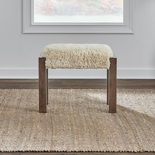 Liberty Furniture Broadmore Upholstered Stool Faux Sheepskin - Width 24" x Depth 16" x Height 19"