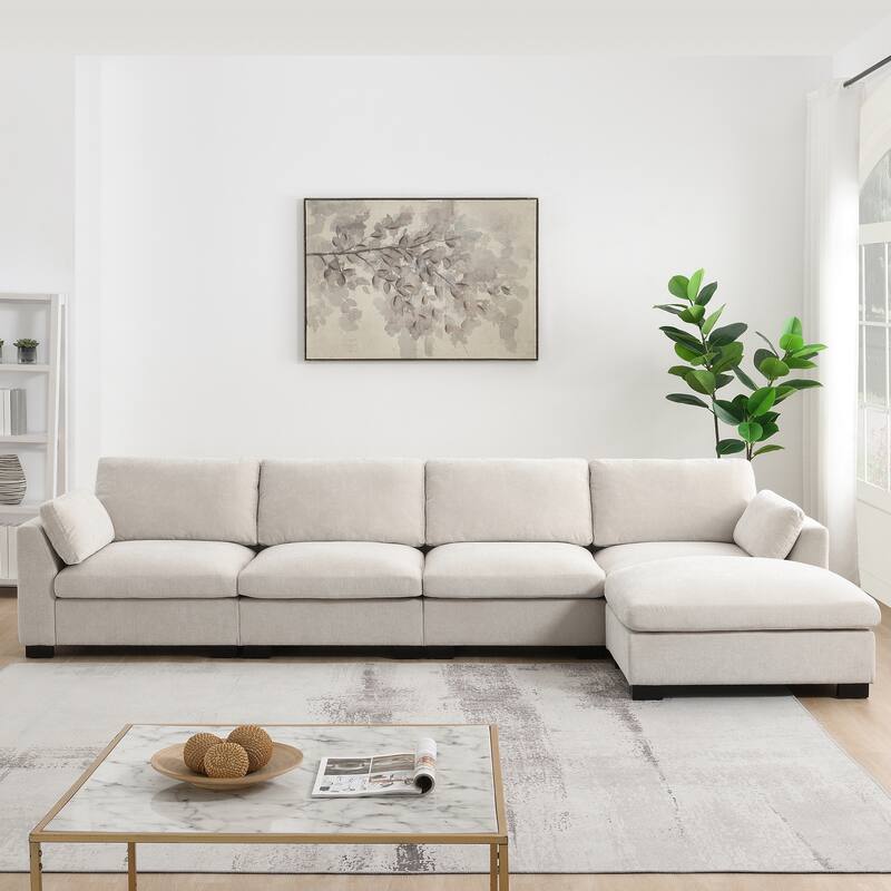 Modular L-Shaped Sectional Sofa with Foldable Table, Dual USB Charging, Side Storage Pockets and Movable Ottoman