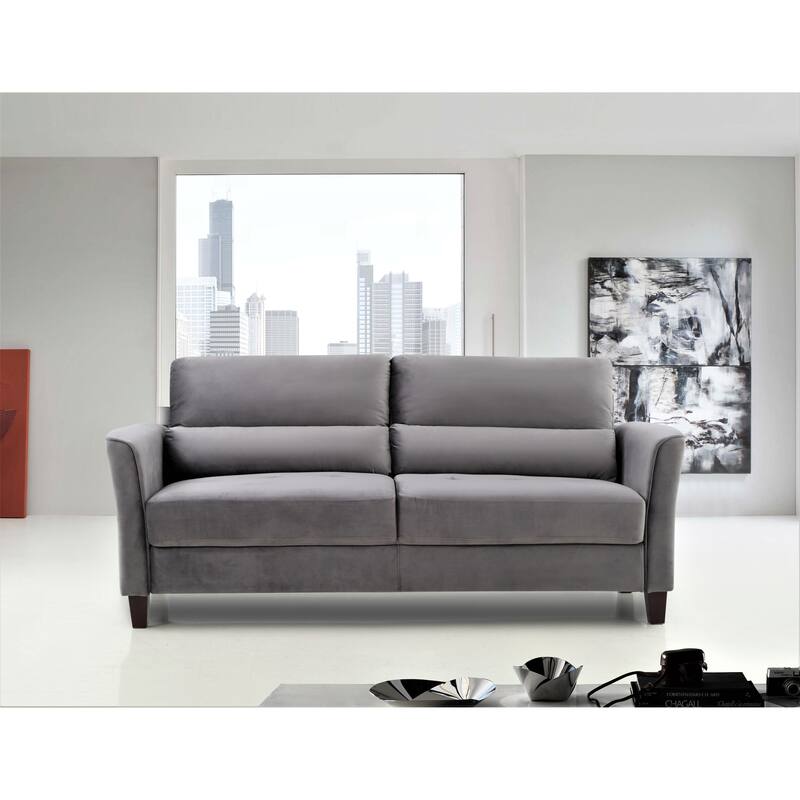 2 Pieces Mid Century Modern Upholstered Sloped Arms Living Room Set, Loveseat and Sofa