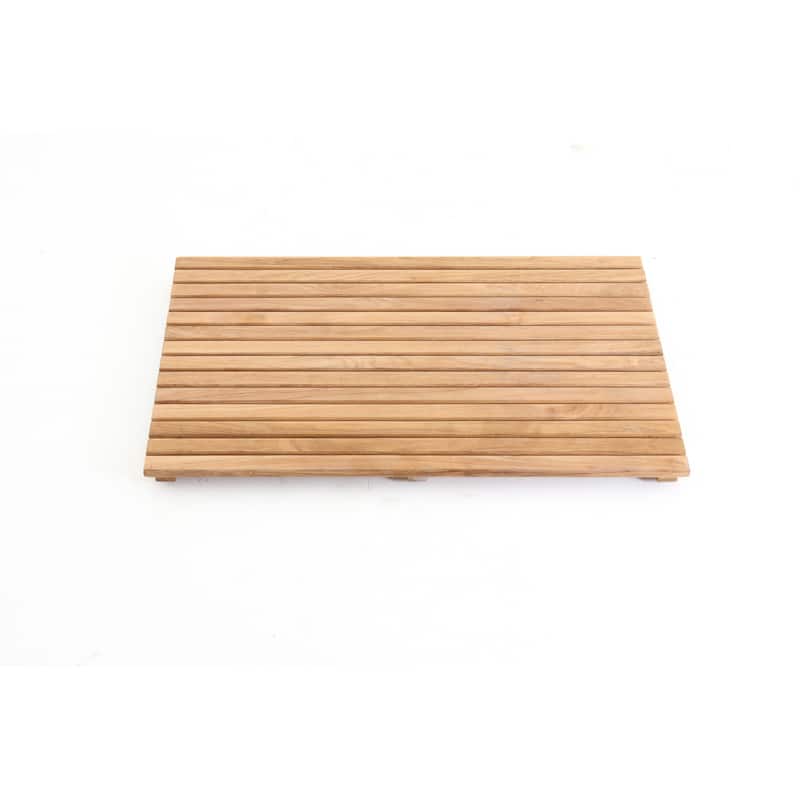 Nordic Style Natural Teak Wood Indoor and Outdoor Shower Mat 31.4" x 19.6"