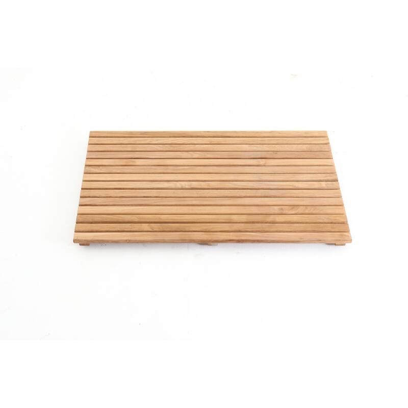 Nordic Style Natural Teak Wood Indoor and Outdoor Shower Mat 31.4" x 19.6"