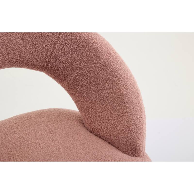 Teddy Fabric Dining Accent Chairs with Curved Backrest and Gold Metal Legs - 250lb Capacity