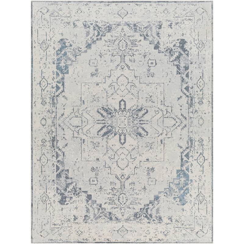 Livabliss Lillian Machine Washable Faded Classic Area Rug - Light Grey/Slate - 2' x 3'