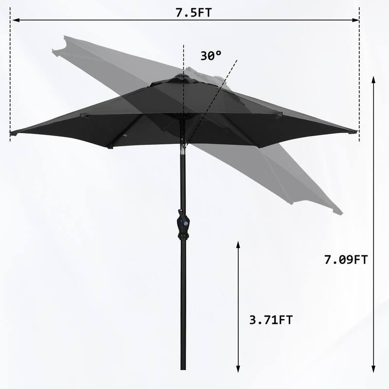 Ainfox 7.5FT Outdoor Patio Umbrella Crank Lift Tilt Without Base