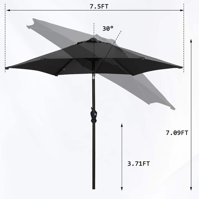 Ainfox 7.5ft Patio Umbrella Push Button Tilt Outdoor Market Umbrella Without Base