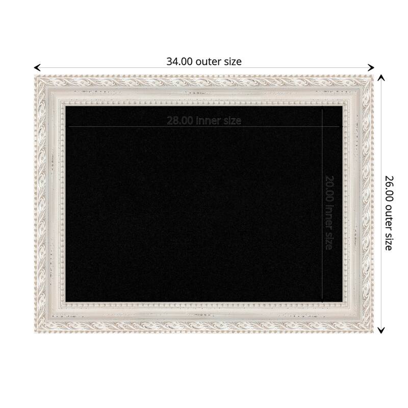Opera Off White Wood Framed Black Corkboard Bulletin Board - Board Size 28x20