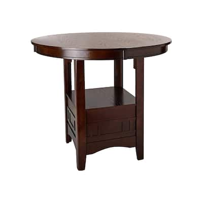 Round Dining Table with 18" Leaf in Brown