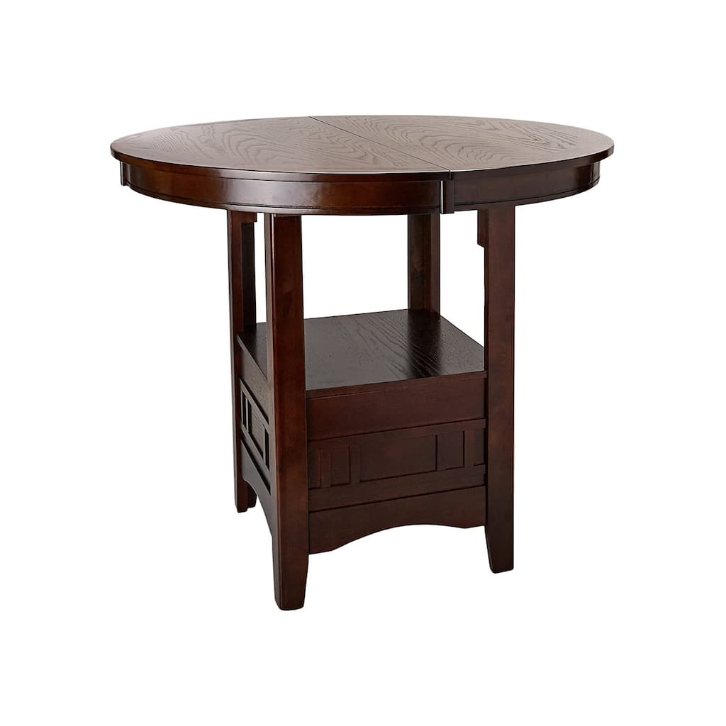 Round Dining Table with 18" Leaf in Brown
