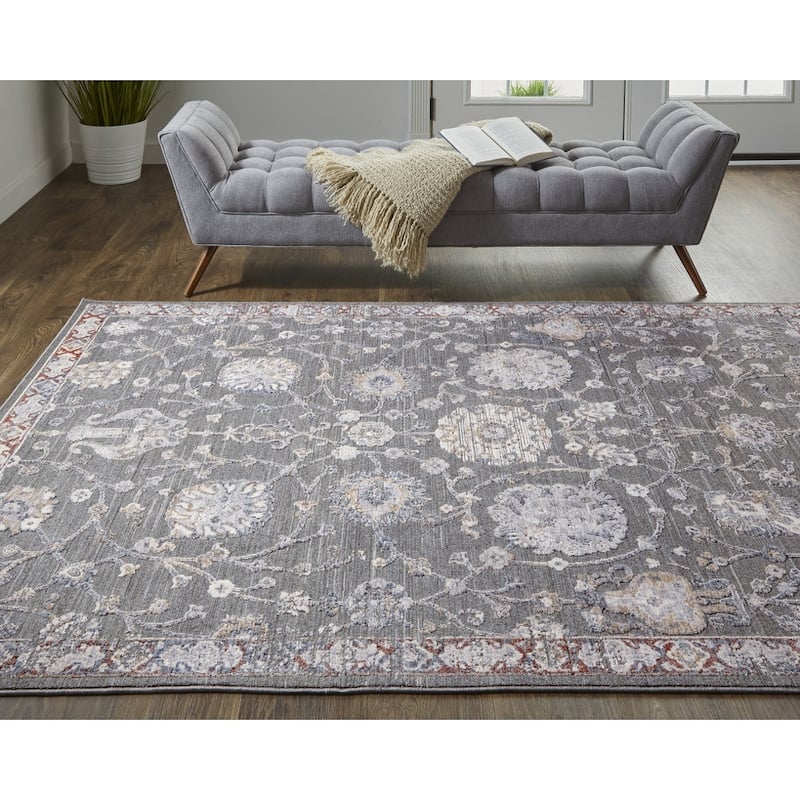 Vayav Power Loomed Floral Area Rug By HomeRoots
