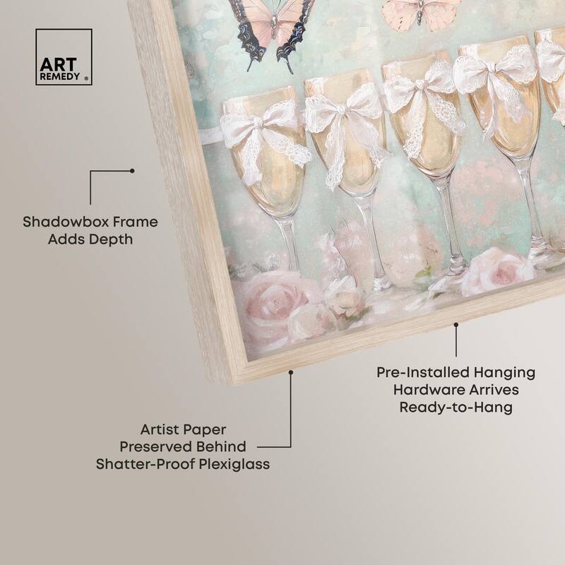 Champagne Mint and Pink Glass Shadowbox by Art Remedy