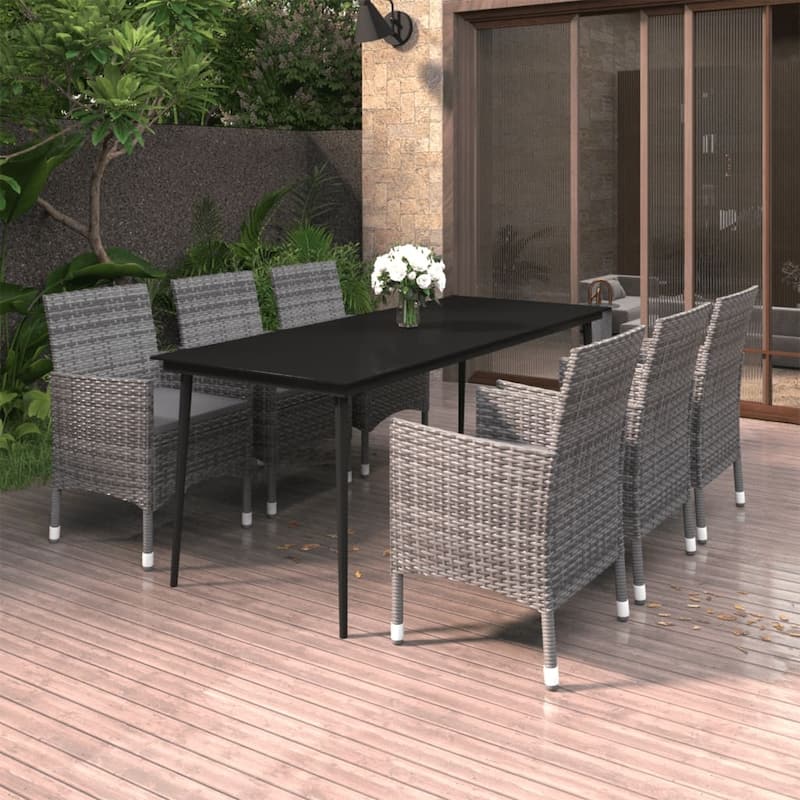 vidaXL Patio Dining Set 3/5/7 Piece Multi Colors 31.5"/55.1" Table Length - 78.7" x 39.4" x 29.1" - Gray 78.7" x 39.4" x 29.1" 7-Piece