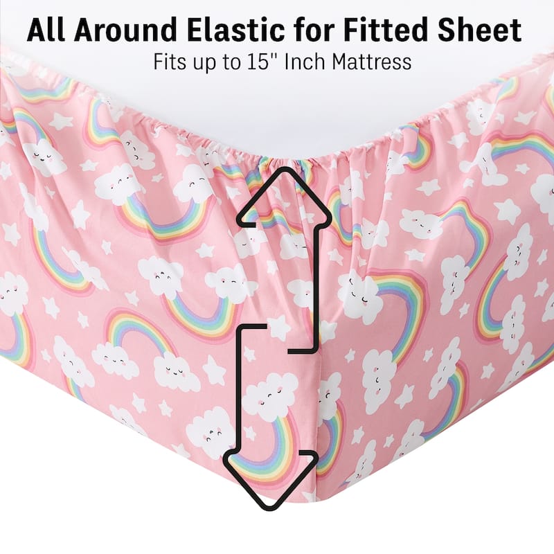 HLC.ME Printed Kids Bed Sheets - Patterned Bed Sheet Set - Wrinkle Resistant & Ultra Soft - For Mattresses up to 15 Inches Deep