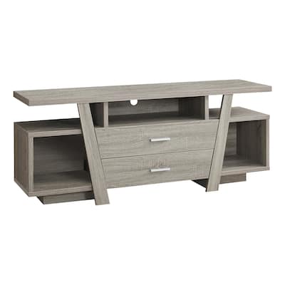 60 Inch Wood TV Stand in Taupe Contemporary Console Table with Shelves and Drawers for Storage - 60”L x 15.5”W x 23.75”H
