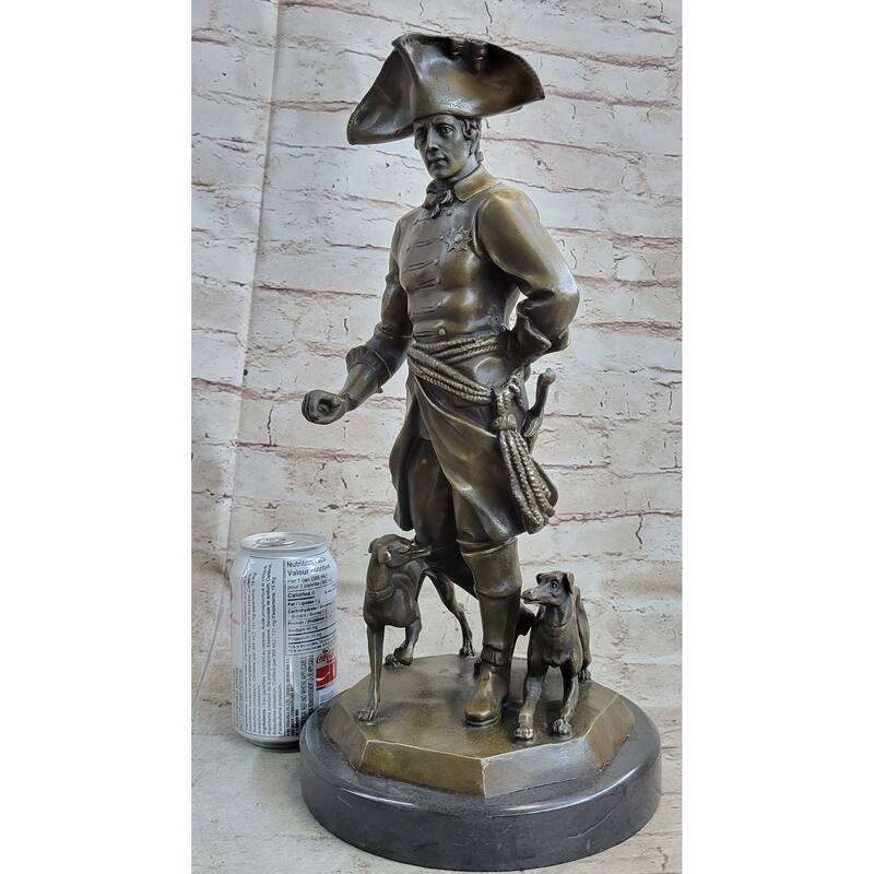 Frederick The Great Of Prussia W/ Imitative Dogs Bronze Statue Sculpture Figure Kaesbach 16 Inches X 8.5 Inches