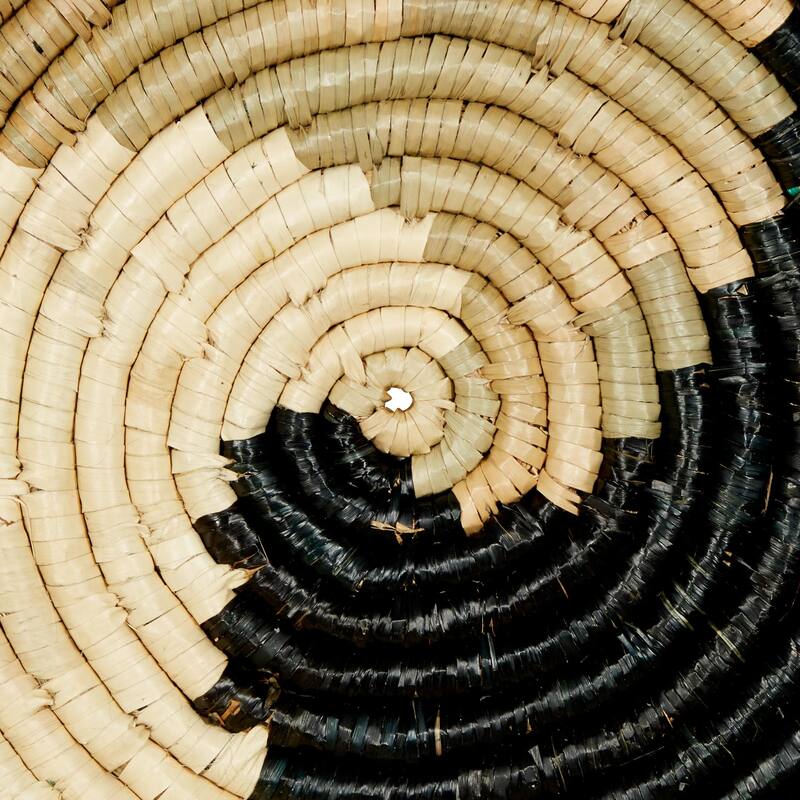 Seagrass Plate Handmade Spiral Basket Home Wall Decor - Set of 3 Black - Roche River Decor