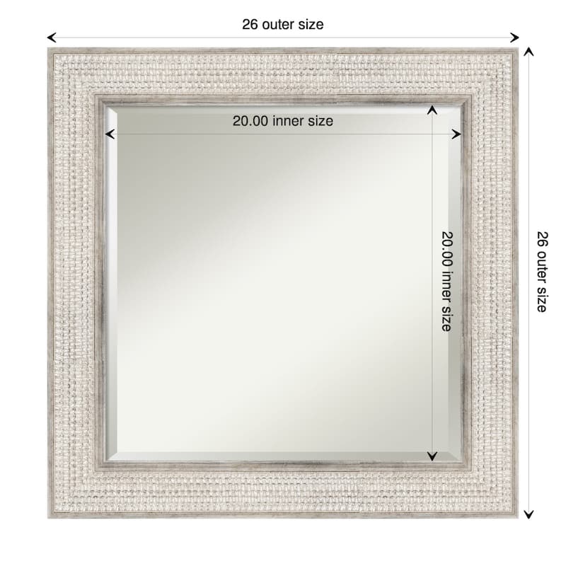 Beveled Wood Bathroom Wall Mirror - Trellis Silver Frame - Trellis Silver - 26 x 26 in