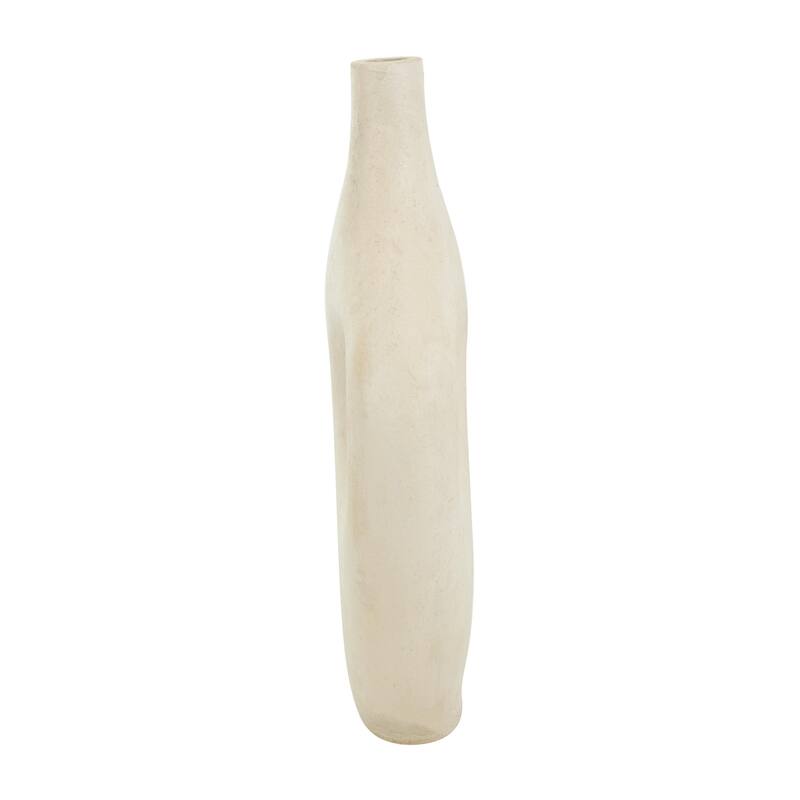 Paper Mache Abstract Double Handle Decorative Vase - Beige - Roche River Decor