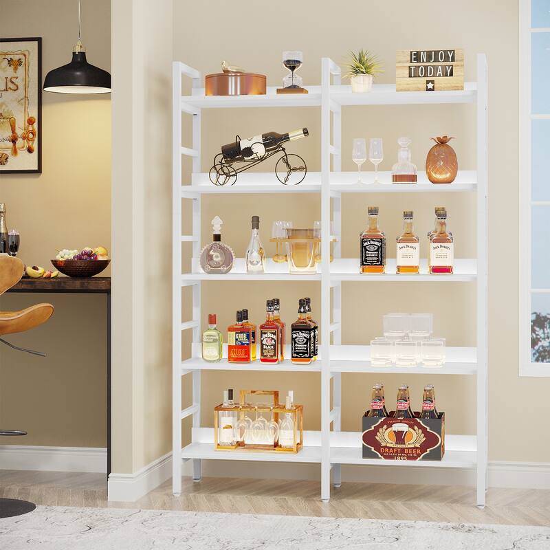 5-Tier Industrial Bookshelf, Wood and Metal