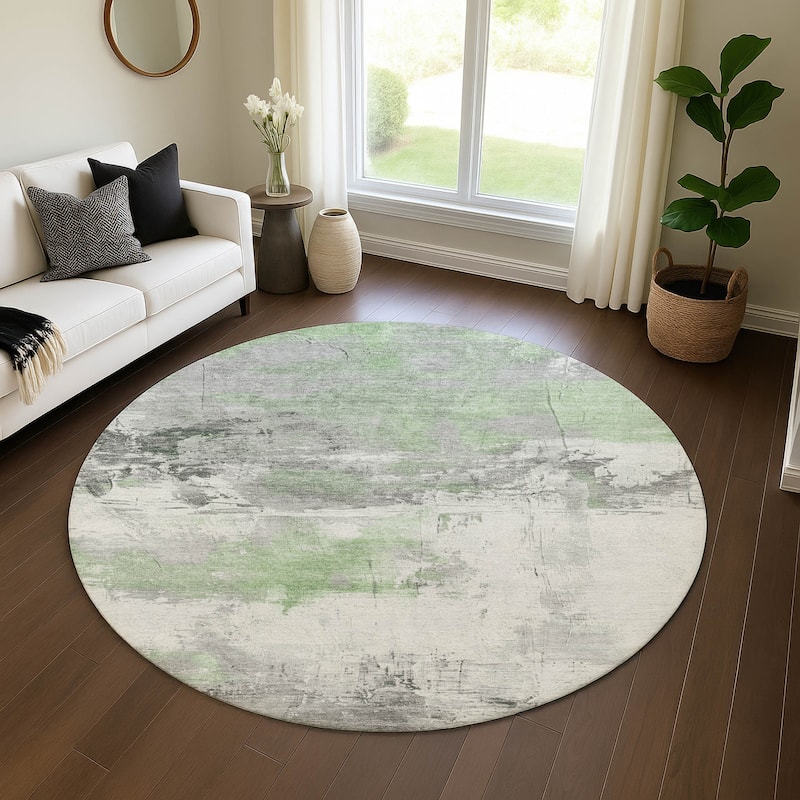 Premium Washable Super Soft Abstract Chic Mayfield Rug - Aloe - 8' x 8'