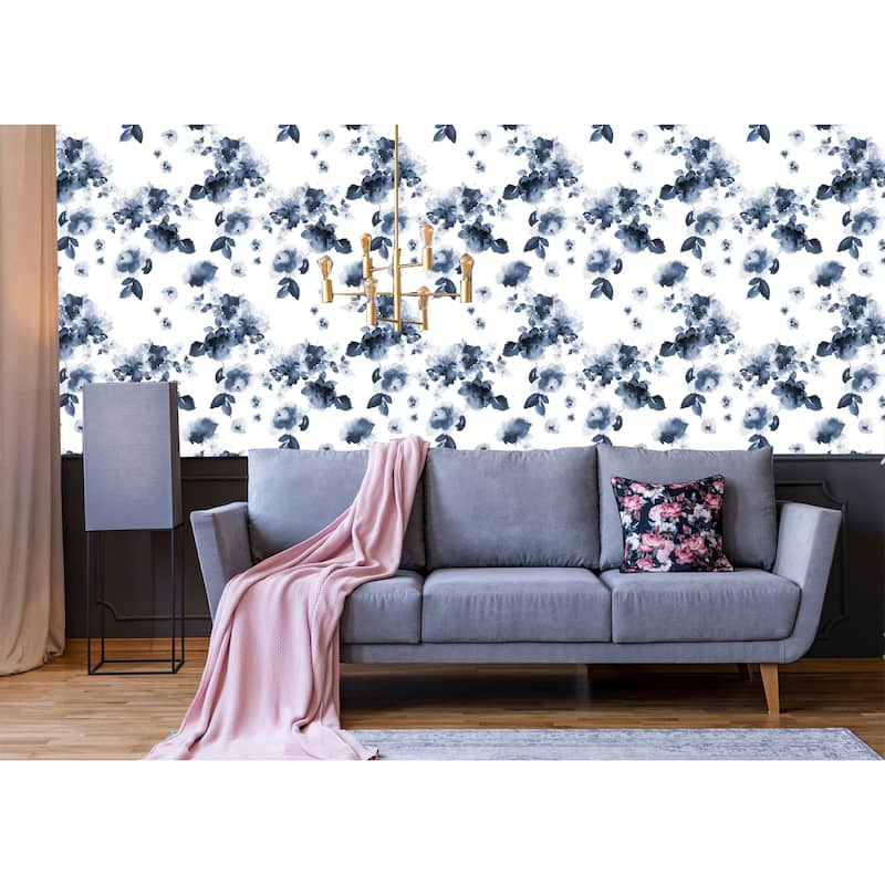Smoky Floral Removable Wallpaper - 10'ft H x 24''inch W