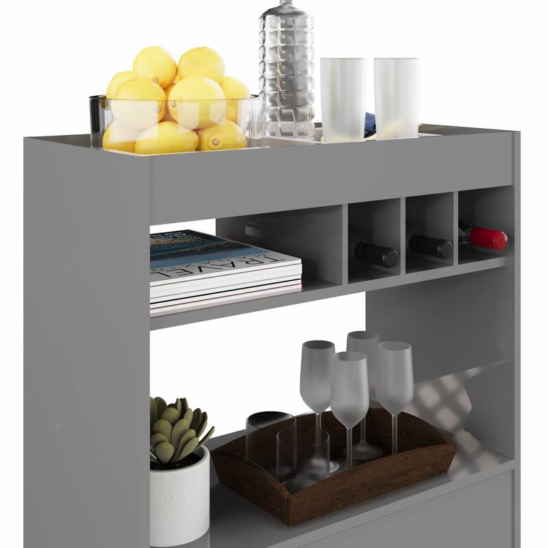 Boahaus Modern Bar Cabinet Wine Storage & Glassware Shelf