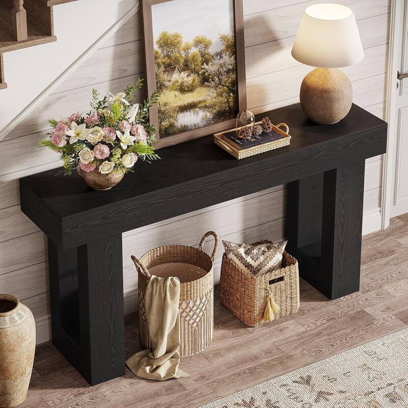 63" Wooden Console Table, Rectangular Sofa Table for Behind Couch, Entryway, HallwayLiving Room