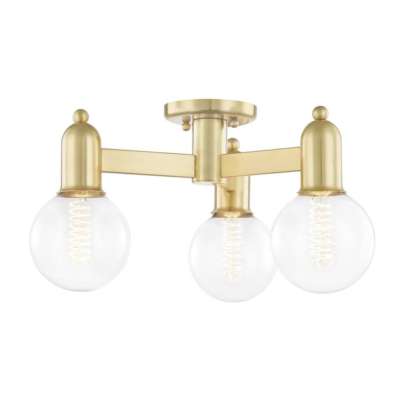 Mitzi by Hudson Valley Bryce 3-Light Semi Flush Mount - Aged Brass