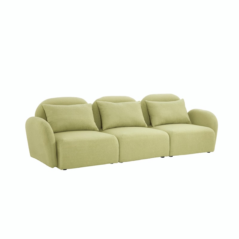 Teddy Fabric Three-Seat Lazy Sofa for Living Room