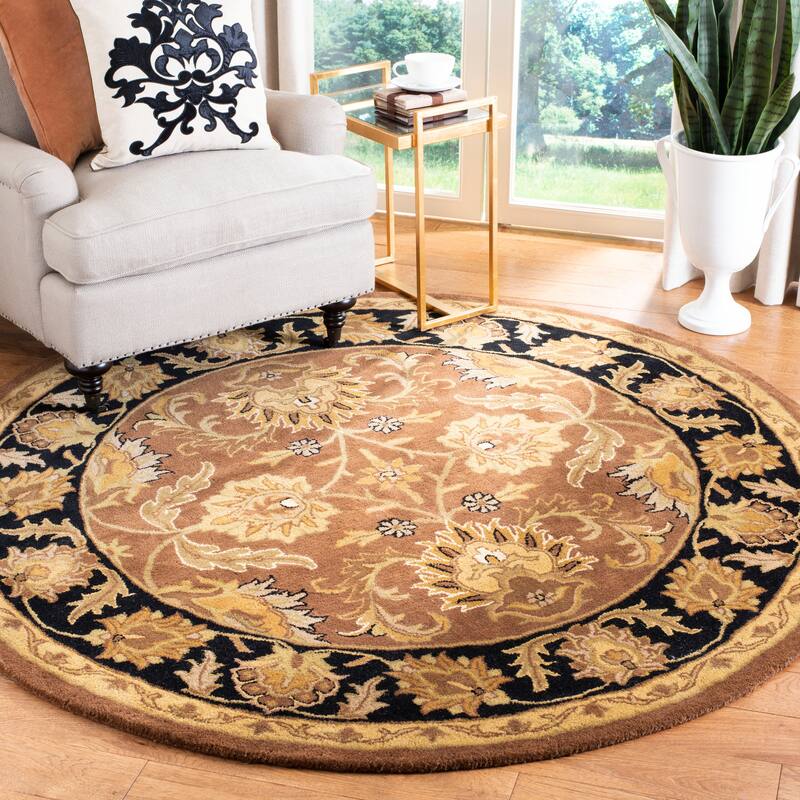SAFAVIEH Handmade Classic Cheul Traditional Oriental Wool Rug - 8' Round - Rust/Black