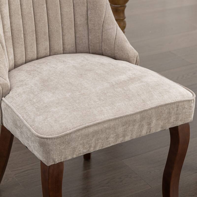 Upholstered Accent Chair for Dining Room with Curved Wood Legs,Set of 2