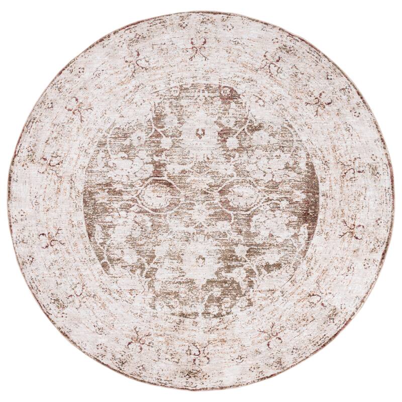 SAFAVIEH Handmade Vintage Boho Oushak Tawanna Traditional Oriental Polyester - 6'7" Round - Ivory/Beige