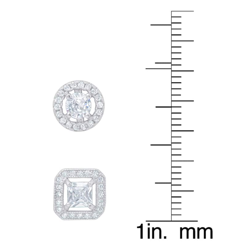 Victoria Townsend .925 Sterling Silver AAA Cubic Zirconia 2 pc.Halo Stud Set
